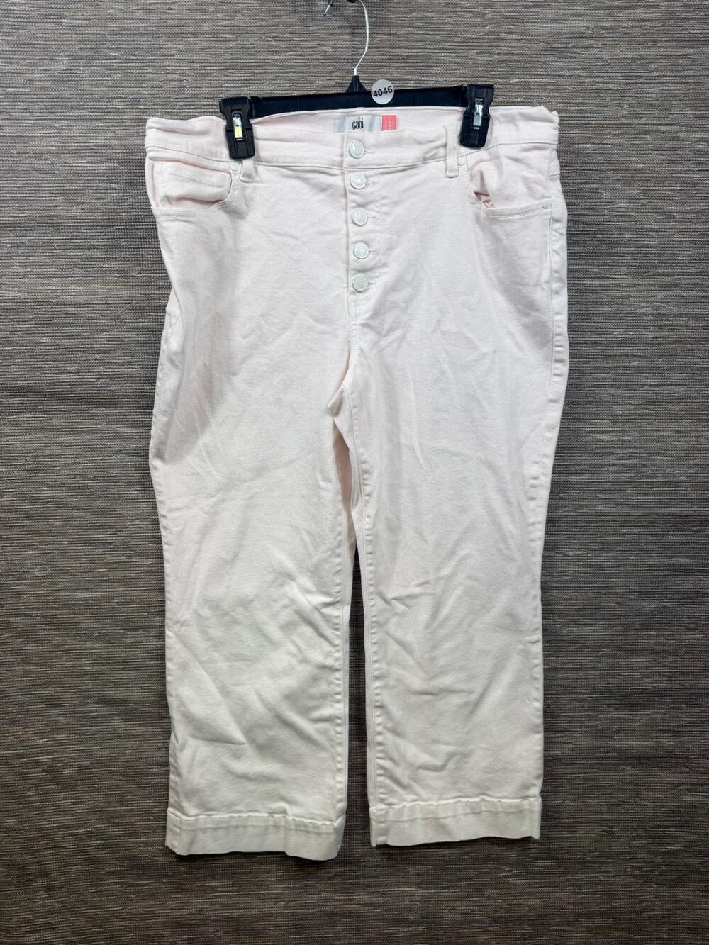 Cabi Jeans Palm Beach Crop Jeans Womens Size 16 Pink Button Fly Mid Rise